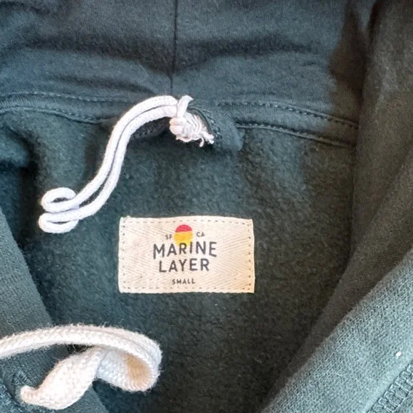 Marine Layer Teal Hoodie with White Drawstring SZ SMALL NWOT - Picture 2 of 6